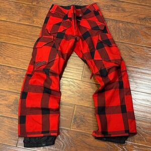 Burton Red and Black Check Snowboard Snow Pants